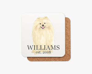 Personalized Pomeranian Cork Back Coasters