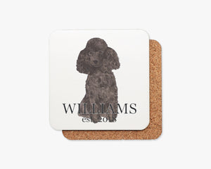 Personalized Poodle (Black) Cork Back Coasters