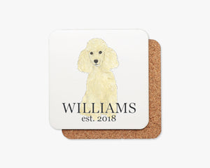 Personalized Poodle (Golden) Cork Back Coasters