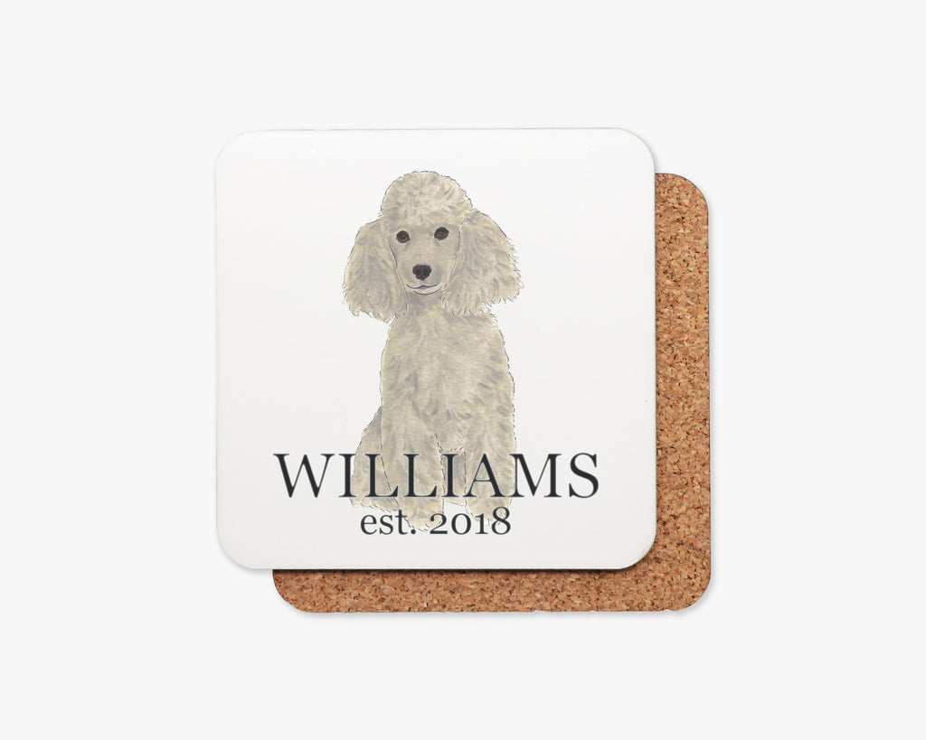 Personalized Poodle (Grey) Cork Back Coasters