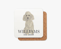 Personalized Poodle (Grey) Cork Back Coasters