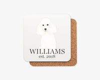 Personalized Poodle (White) Cork Back Coasters