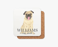 Personalized Pug Cork Back Coasters