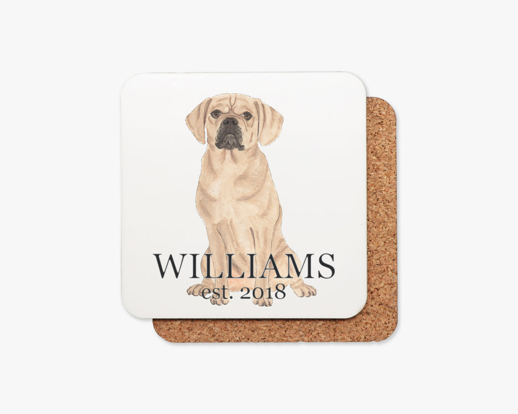 Personalized Puggle Cork Back Coasters