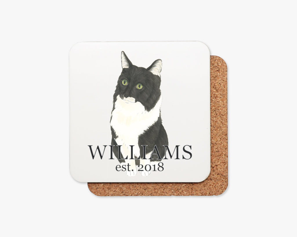 Personalized Ragamuffin (Black & White) Cork Back Coasters
