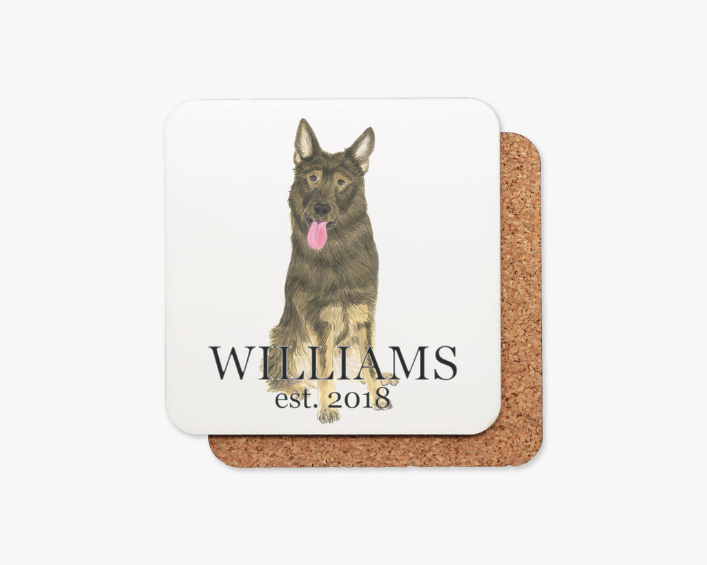 Personalized German Shepherd (Sable) Cork Back Coasters