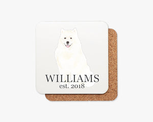 Personalized Samoyed Cork Back Coasters