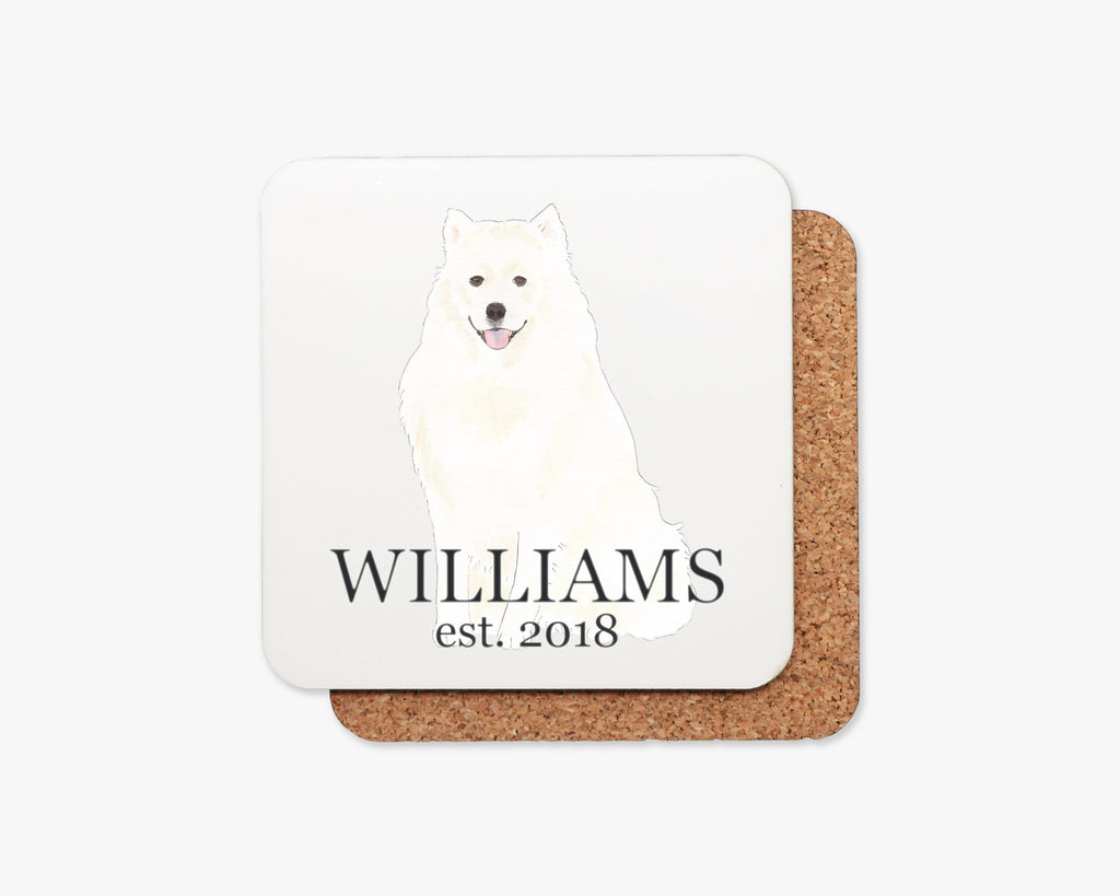 Personalized American Eskimo Dog Cork Back Coasters