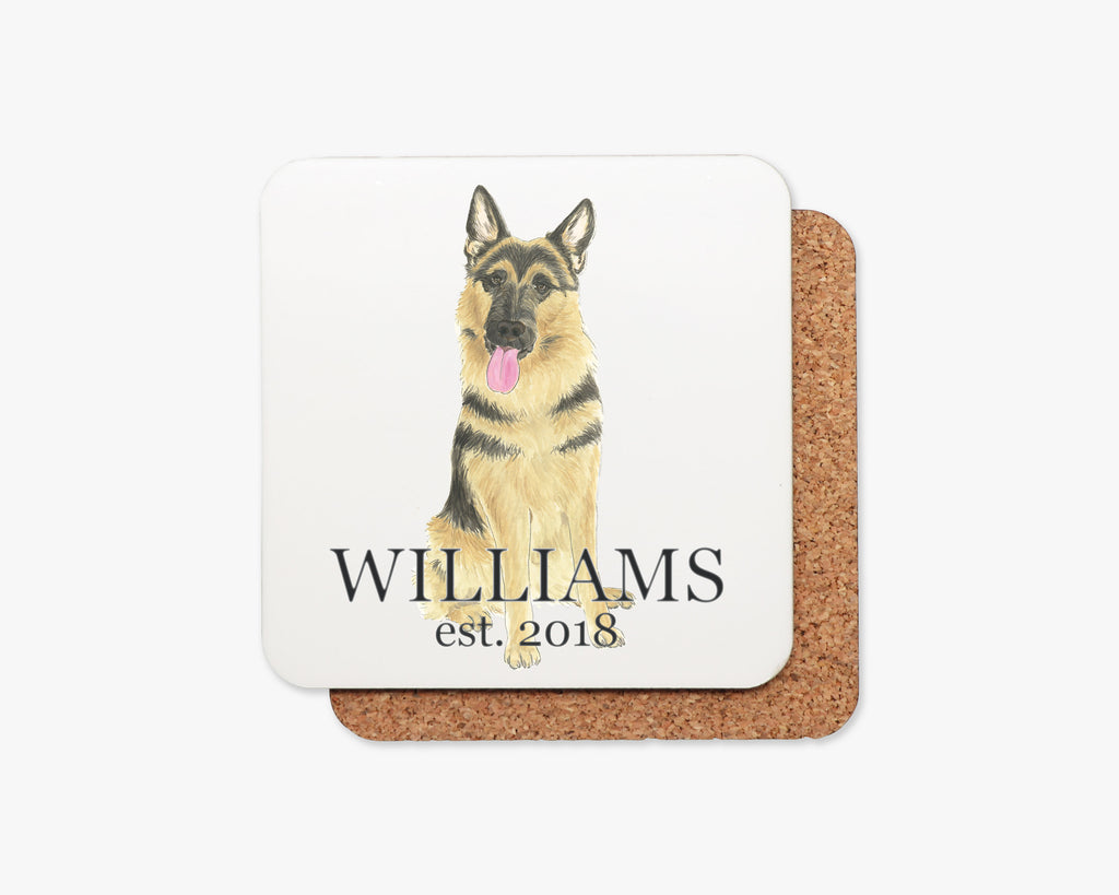 Personalized German Shepherd Cork Back Coasters