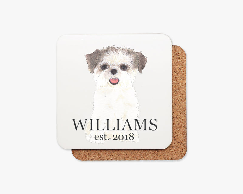 Personalized Shih Tzu (Brown & White) Cork Back Coasters