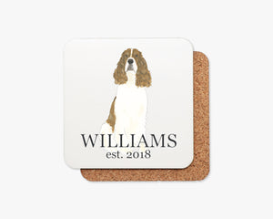 Personalized English Springer Spaniel (Red) Cork Back Coasters
