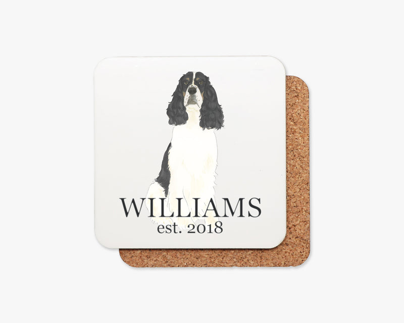 Personalized English Springer Spaniel (Tricolor) Cork Back Coasters