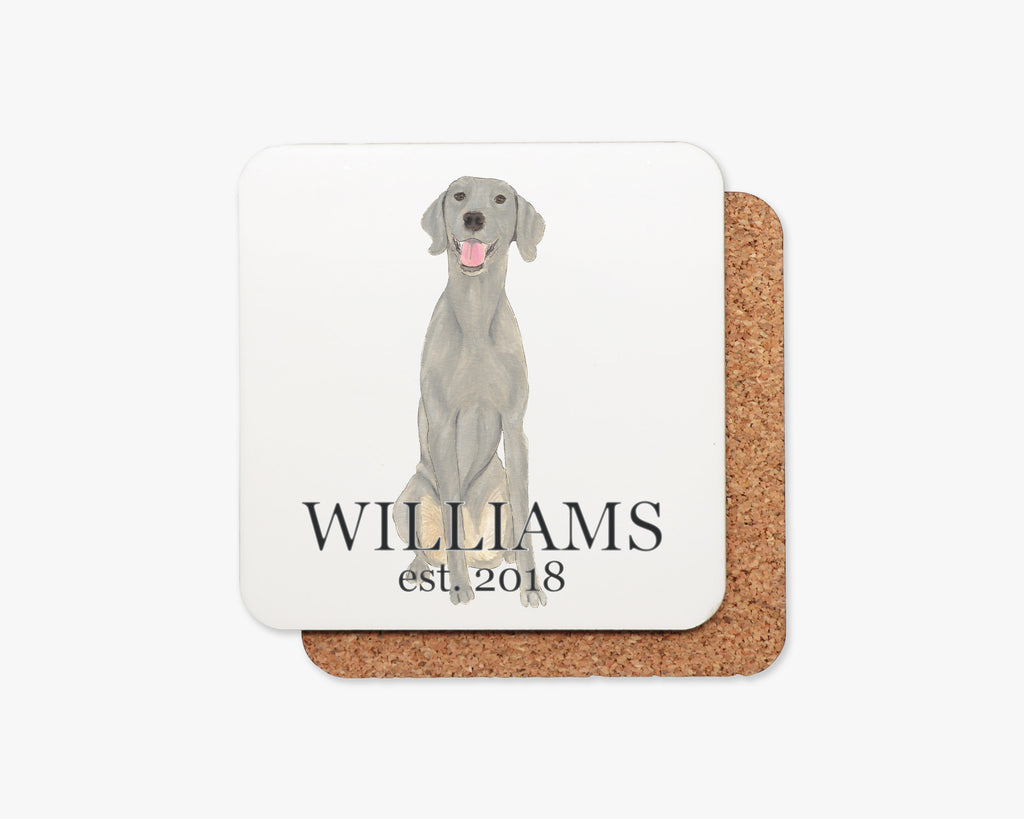 Personalized Weimaraner Cork Back Coasters