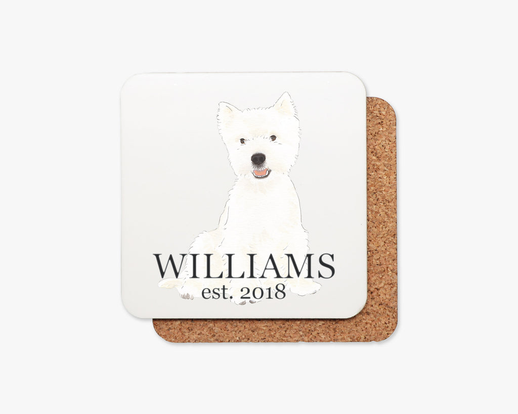 Personalized West Highland Terrier Cork Back Coasters