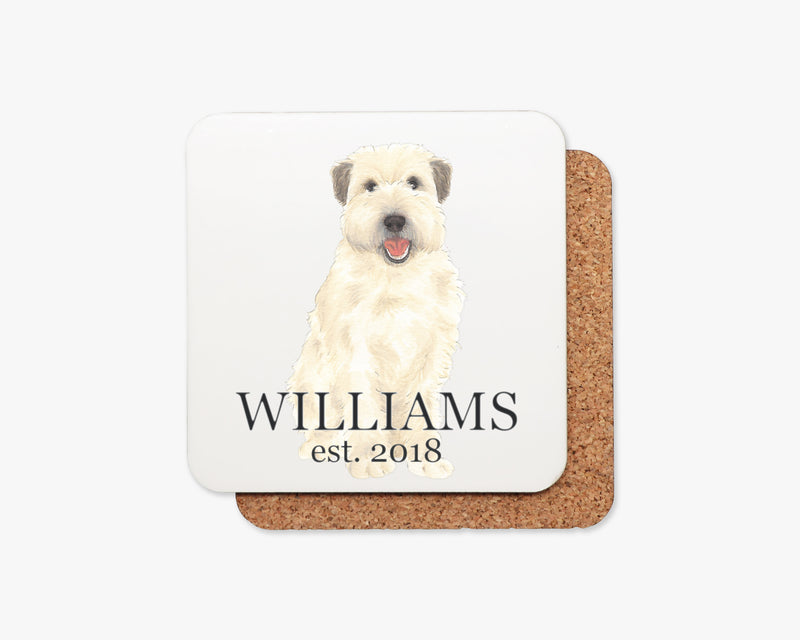 Personalized Wheaten Terrier Cork Back Coasters