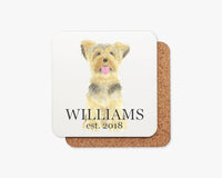 Personalized Yorkshire Terrier Cork Back Coasters