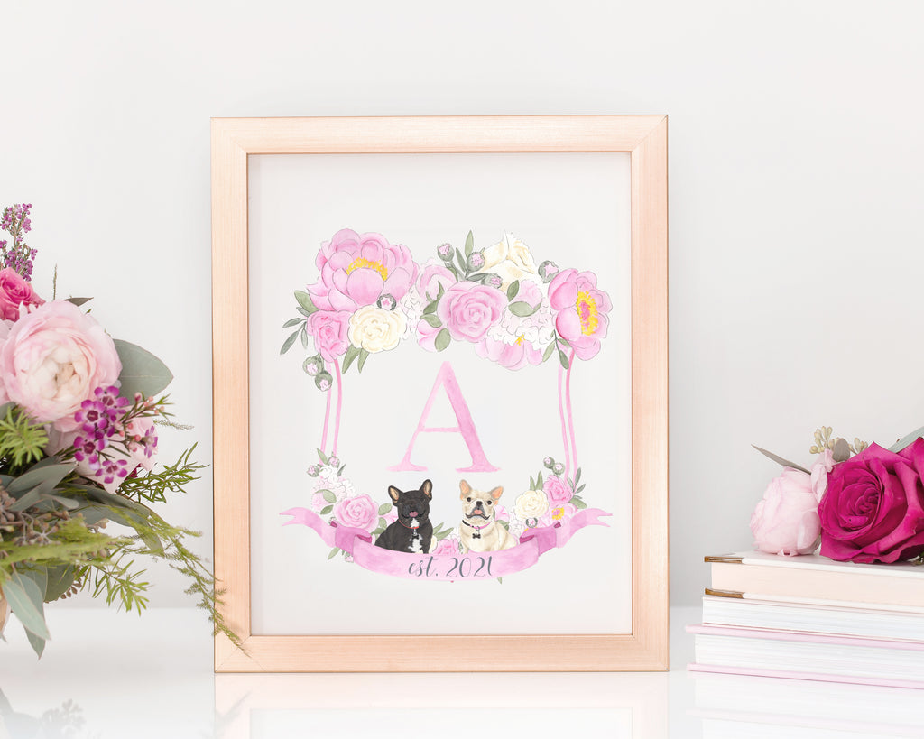 Custom Family Crest Fine Art Print (Peonies)