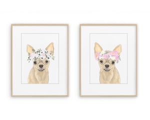 Chihuahuas in Flowers Prints