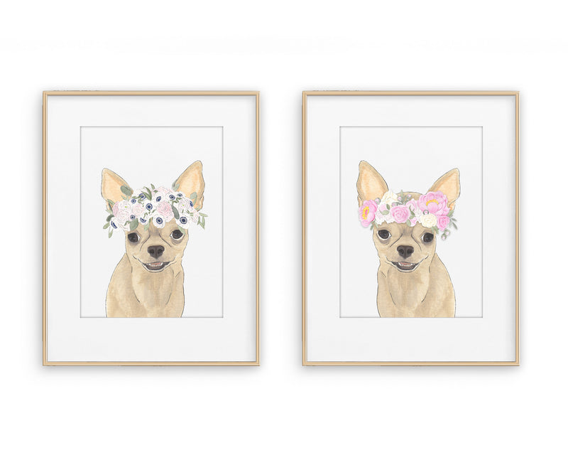 Chihuahuas in Flowers Prints