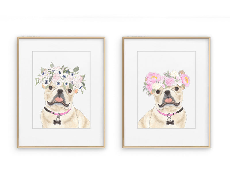 Frenchies (Fawn / Cream) in Flowers Prints