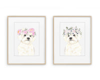 White Floofs in Flowers Prints
