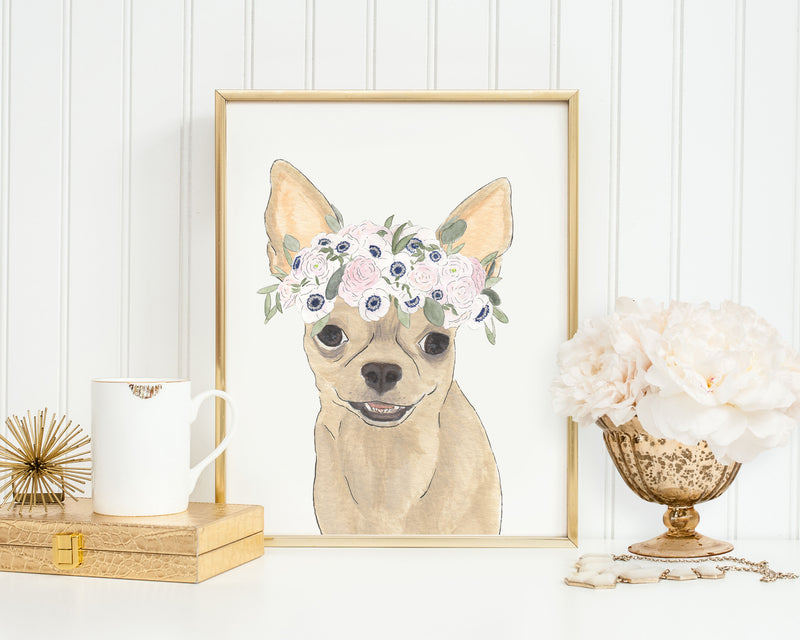 Chihuahuas in Flowers Prints