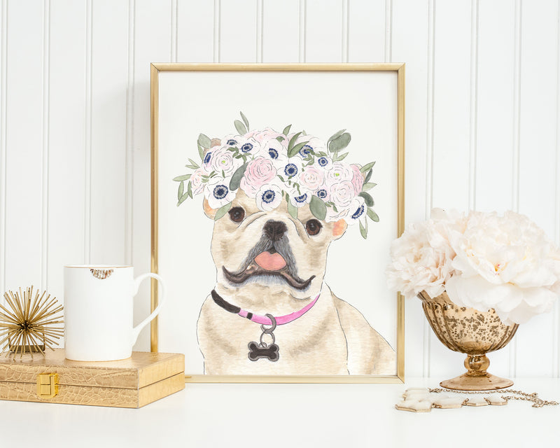 Frenchies (Fawn / Cream) in Flowers Prints