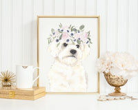 White Floofs in Flowers Prints