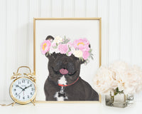 Black & Tan Tricolor Frenchies in Flowers Prints