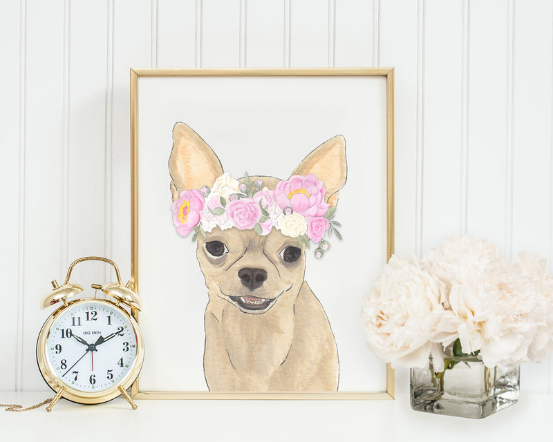 Chihuahuas in Flowers Prints