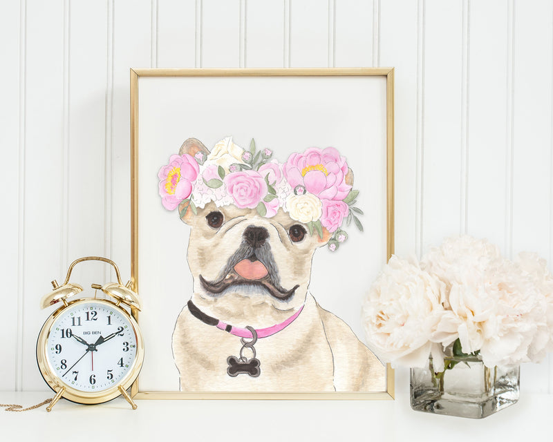 Frenchies (Fawn / Cream) in Flowers Prints