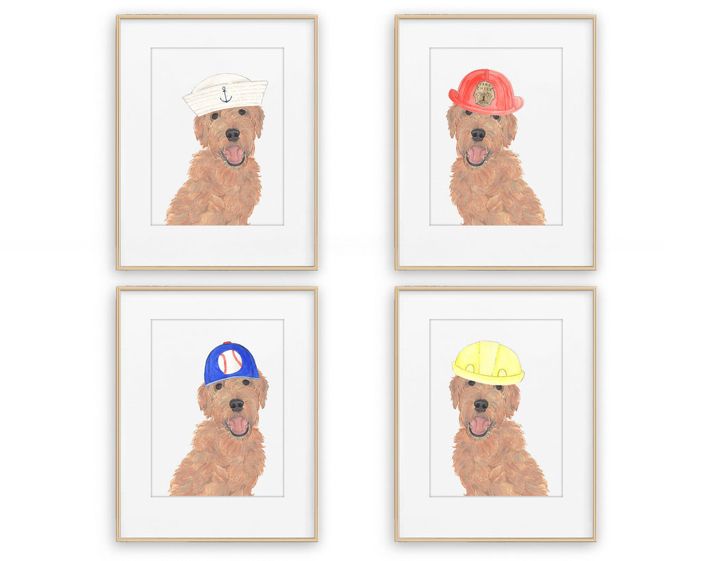 Golden Doodles in Hats Prints