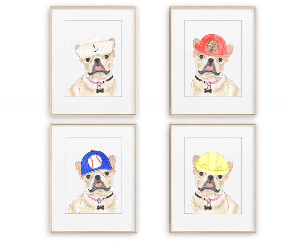 Frenchies (Fawn / Cream) in Hats Prints