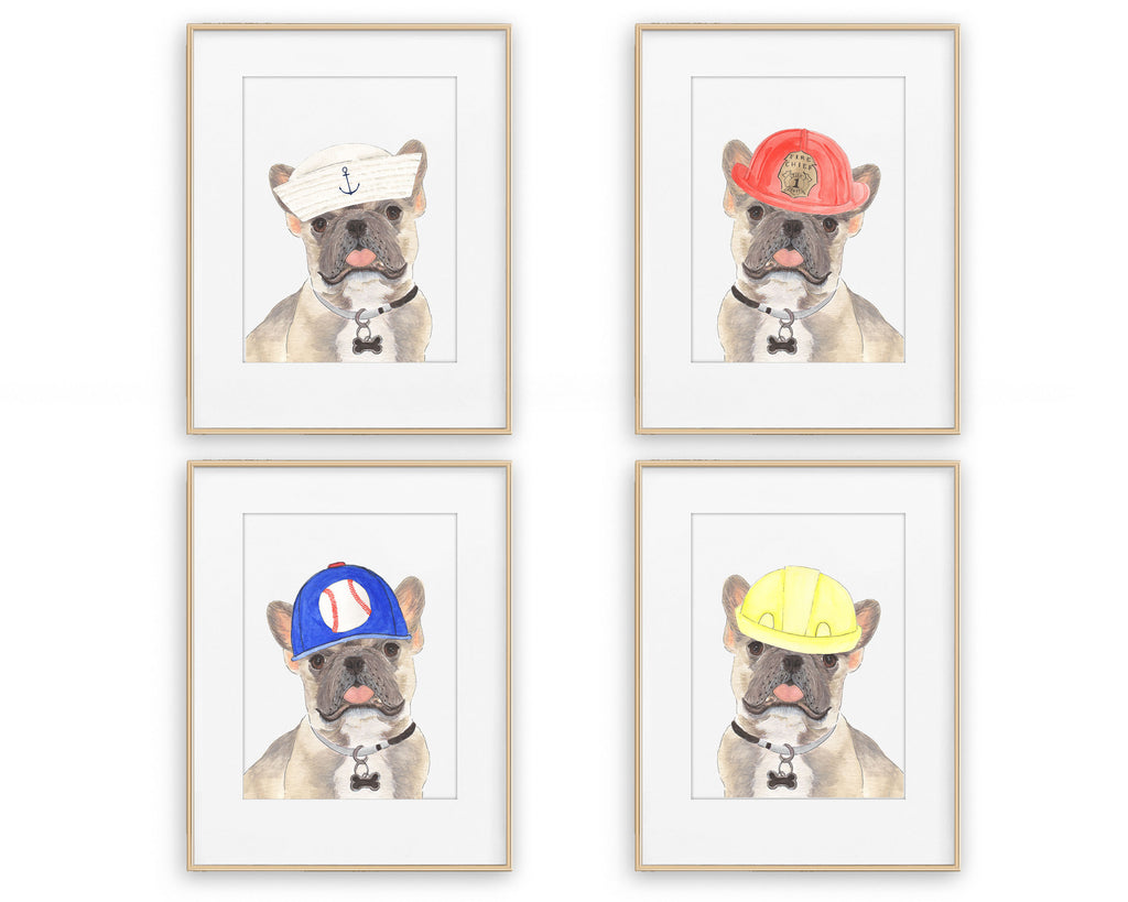 Blue Fawn Tricolor Frenchies in Hats Prints