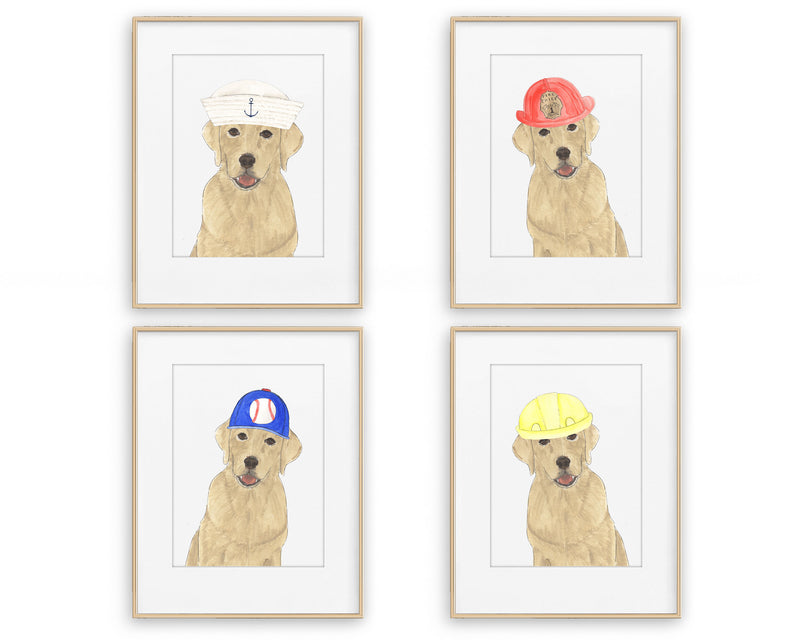 Labs (Yellow) in in Hats Prints
