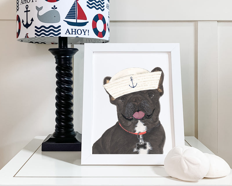 Black & Tan Tricolor Frenchies in Hats Prints