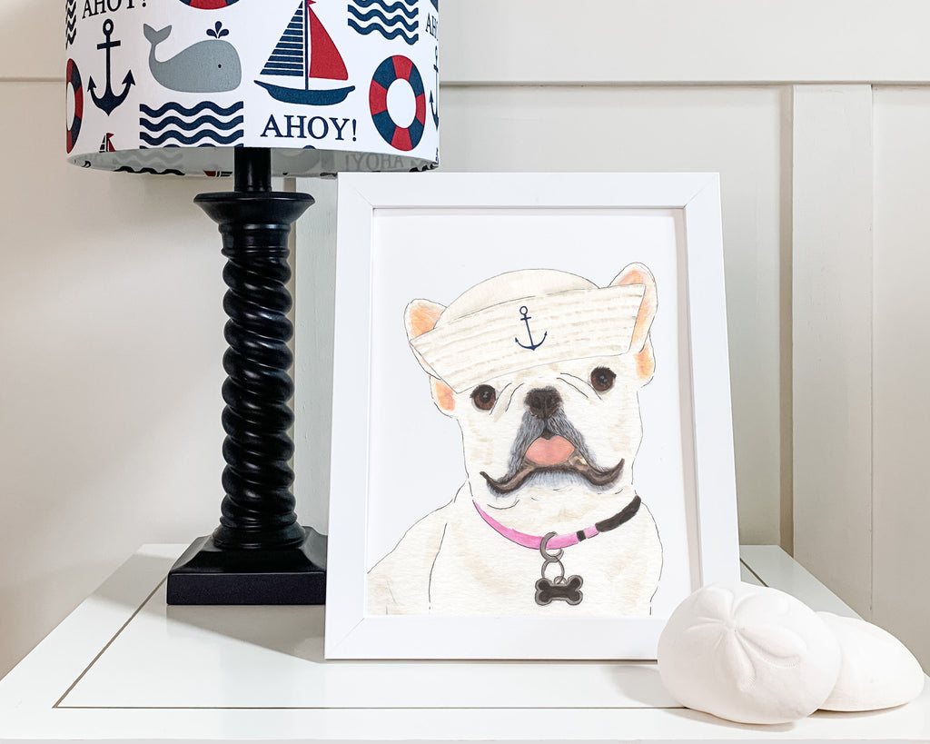 Frenchies (White / Pied) in Hats Prints