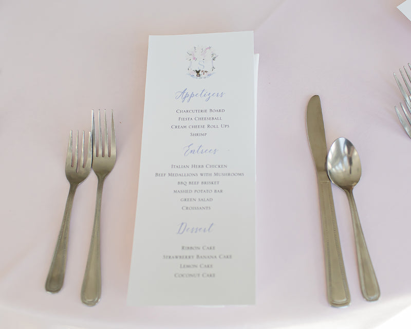 Custom Wedding Crest Menu