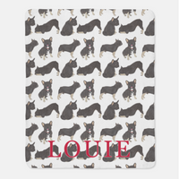 Personalized French Bulldog (Black / Brindle) Sherpa Throw Blanket