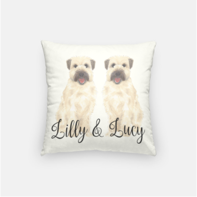 Personalized Wheaten Terrier Reversible Throw Pillow
