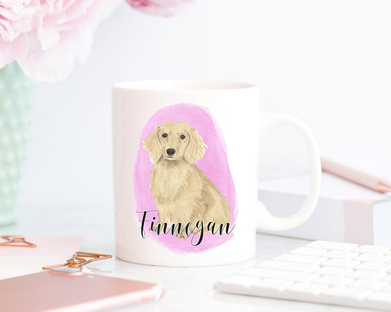 Personalized Dachshund (Long Haired, Cream) Ceramic Mug