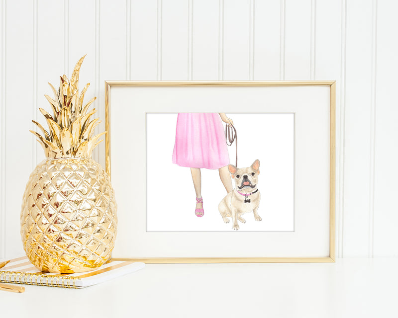 Frenchie Walkin' Fine Art Print (Fawn)