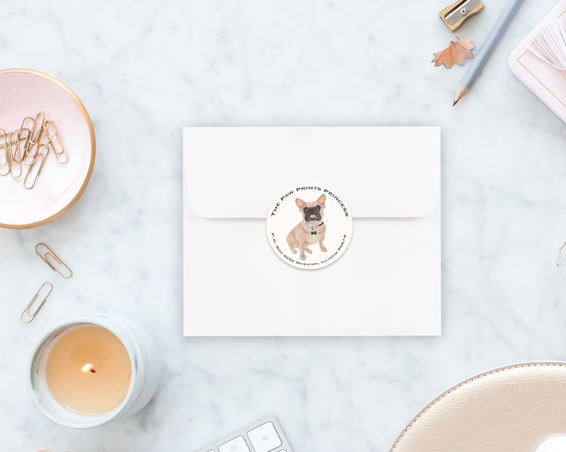 Masked French Bulldog Round Address Labels