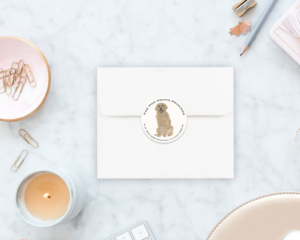 Golden Retriever Round Address Labels
