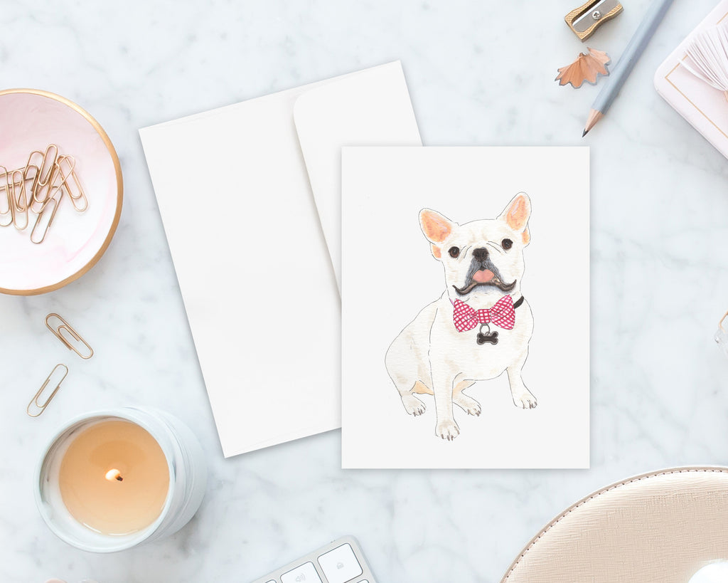 Frenchie (White / Pied) Big Baby Folded Cards (set of 10)