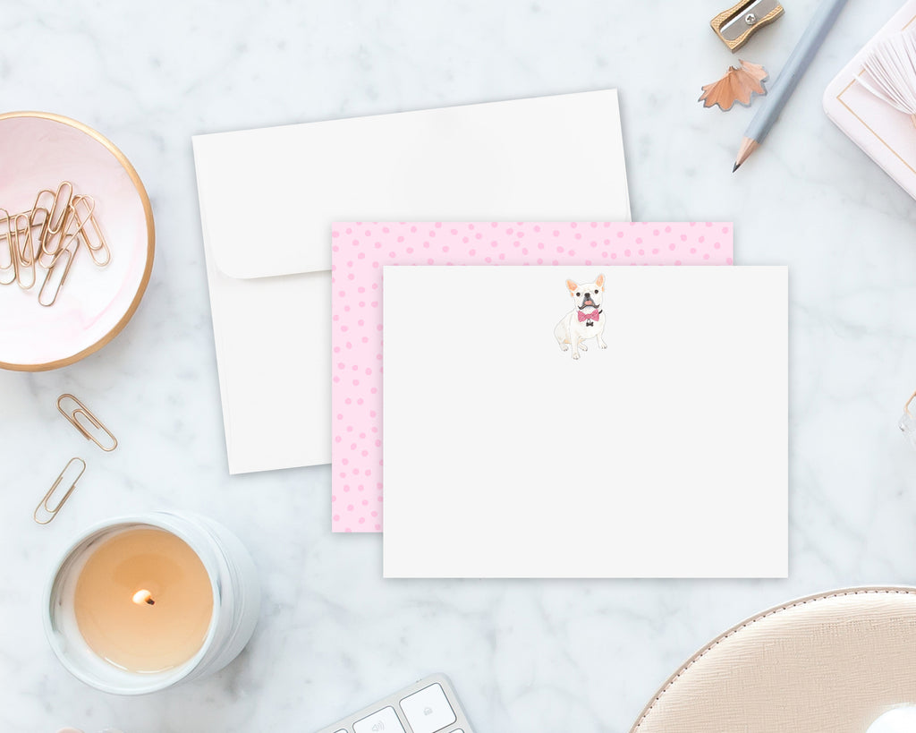 Frenchie (White / Pied) Little Baby Flat Cards (set of 10)