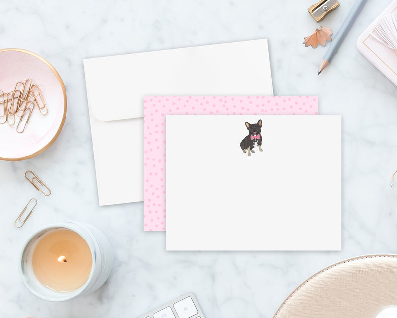 Black & Tan Tricolor Frenchie Little Baby Flat Cards (set of 10)