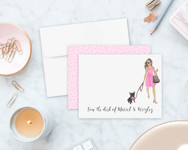 Olivia & The Frenchie (Black) Flat Cards (set of 10)