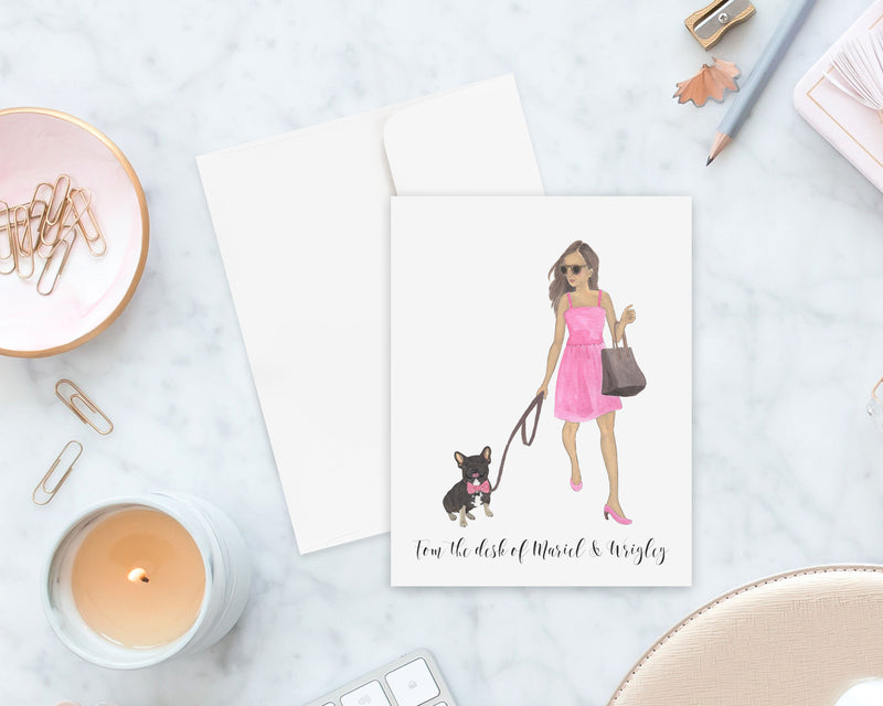 Olivia & The Frenchie (Black & Tan Tricolor) Folded Cards (set of 10)