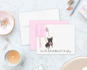 Black & Tan Tricolor Frenchie Walkin' Flat Cards (Set of 10)